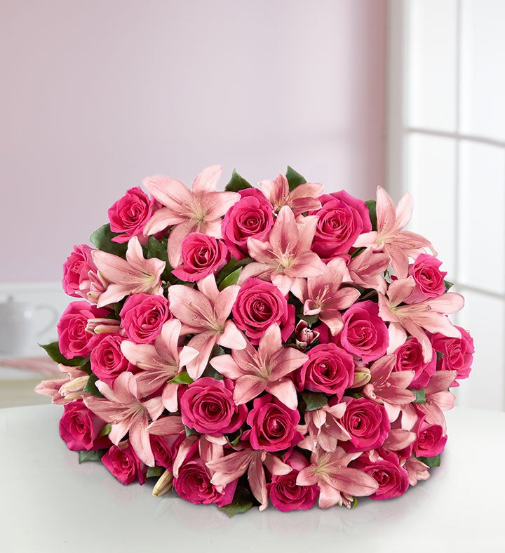 Deluxe Pink Rose & Lily Bouquet