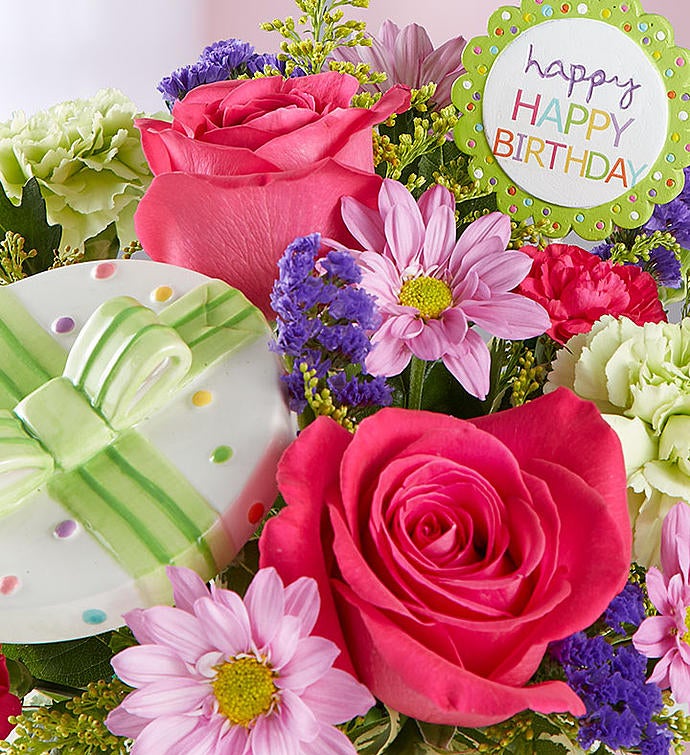 Happy Birthday Present Bouquet | Birthday Flowers | 1800Flowers.com ...