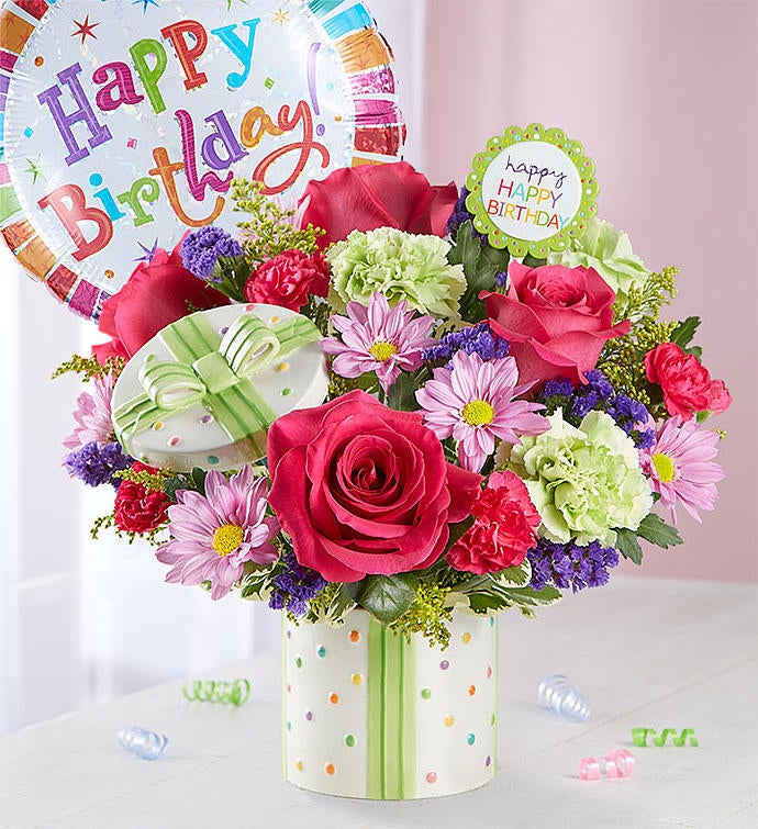 Fun Happy Birthday Roses Mug Bouquet