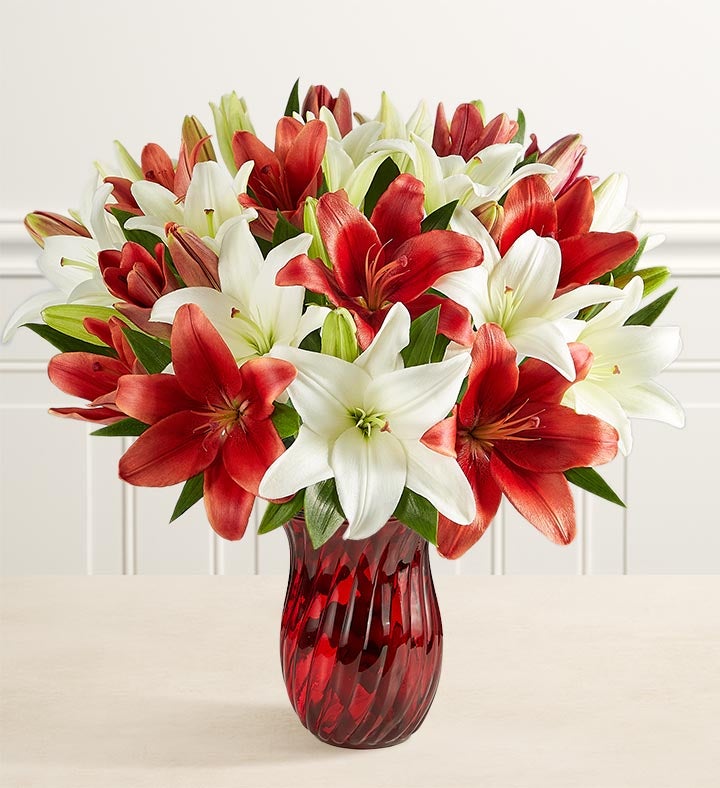 Holiday Lily Bouquet + Free Vase