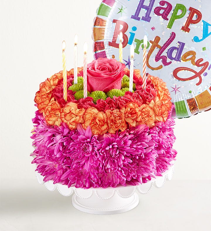 Birthday Wishes Flower Cake® Vibrant from 1-800-FLOWERS.COM