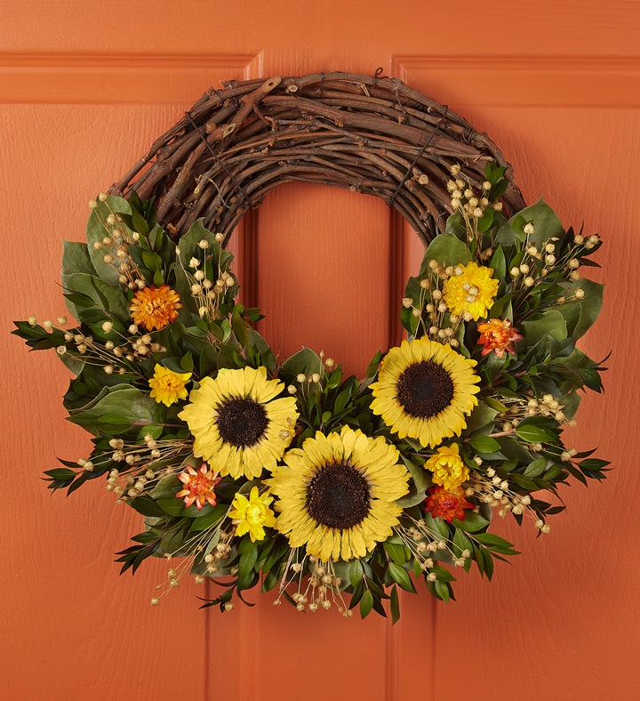 Preserved Sunflower Luna Wreath 18&quot;