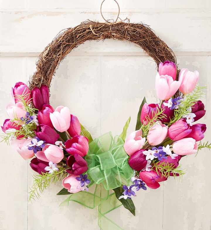 Spring Twig Tulip Wreath 20"