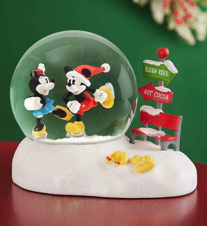 Enesco Mickey and Minnie Skating Snow Globe
