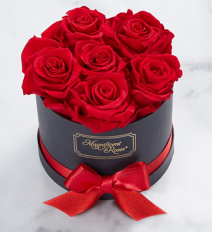 Magnificent Roses ® Preserved Red Roses & True Love Bear | 1800flowers.com