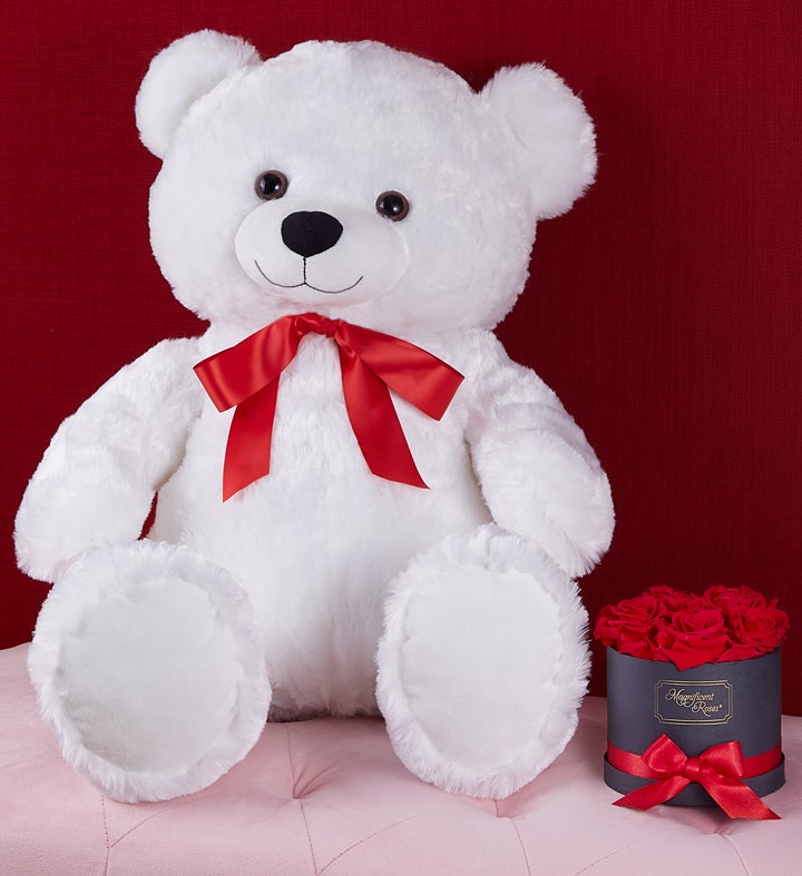 Magnificent Roses ® Preserved Red Roses & True Love Bear