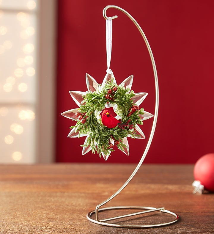 Mistletoe Cardinal Snowflake Ornament by Kissing Krystals®