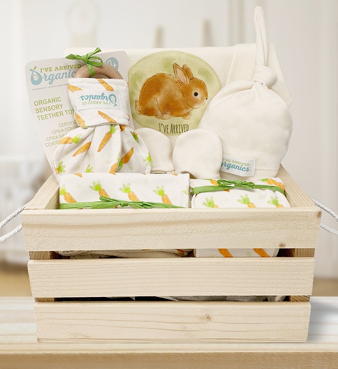 Personalized I’ve Arrived Organics Baby Gift Crate