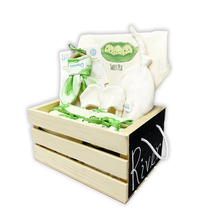 Personalized I've Arrived Organics Baby Gift Crate