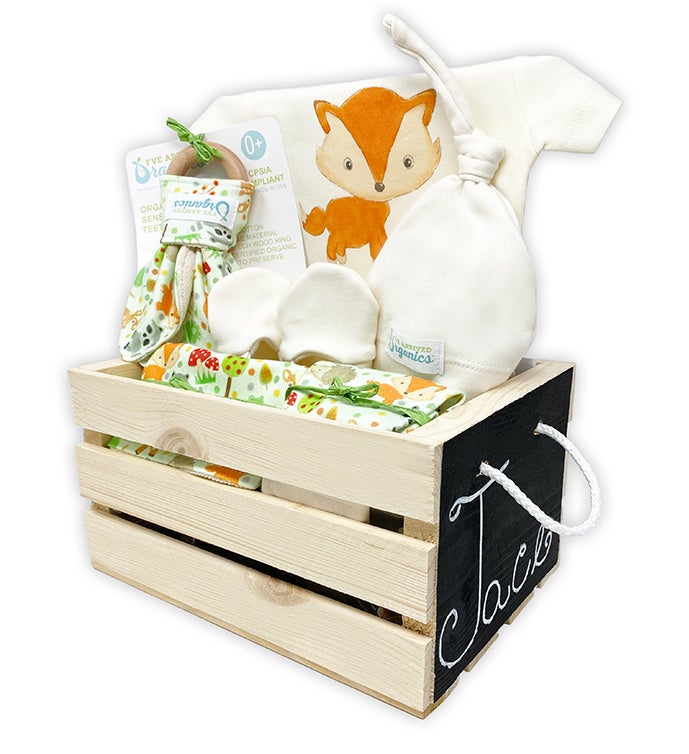 Personalized I’ve Arrived Organics Baby Gift Crate