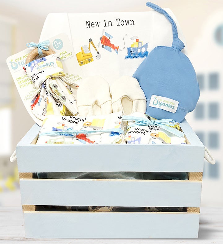 Personalized Organics Gift Basket in Blue