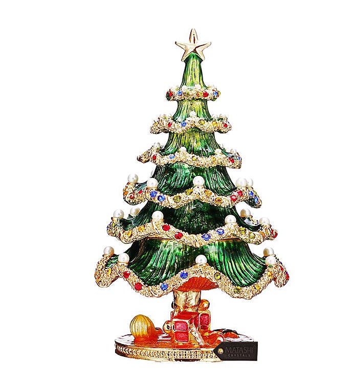 Trinket Box   Hand Painted Christmas Tree