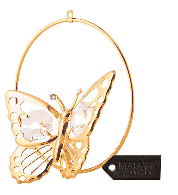 Gold Plated Butterfly In A Hoop Ornament