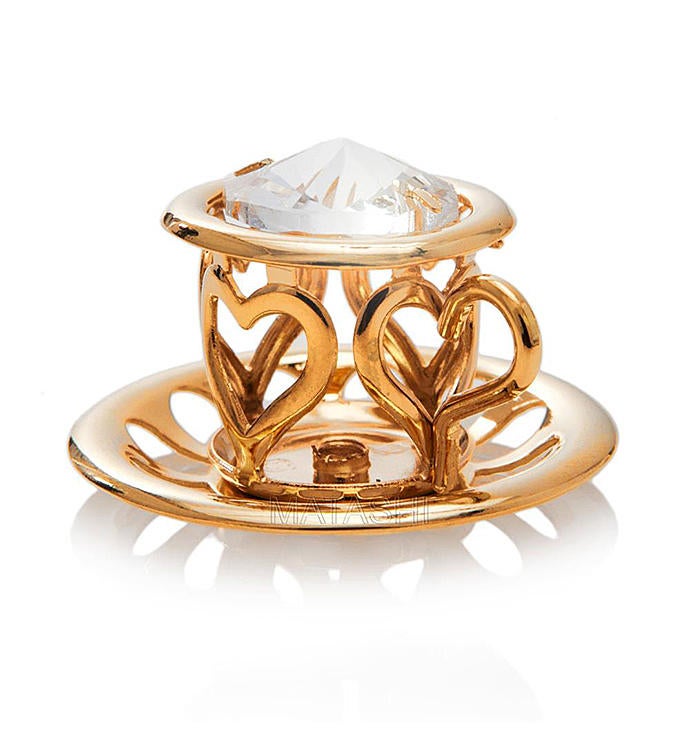 Gold Plated Tea Cup with Saucer Ornament