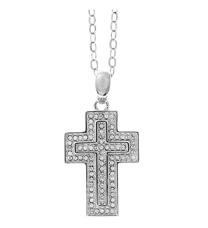 Encrusted Cross Design Necklace