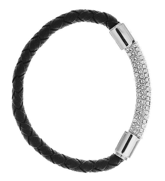 Black Corded Bracelet w/ 18K White Gold Plated