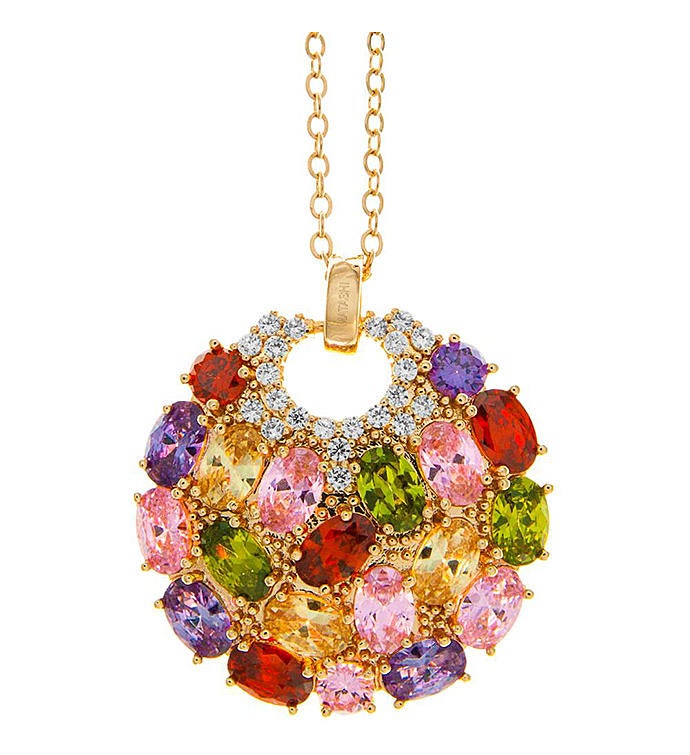 Multi Colored Crystal Pendant Necklace