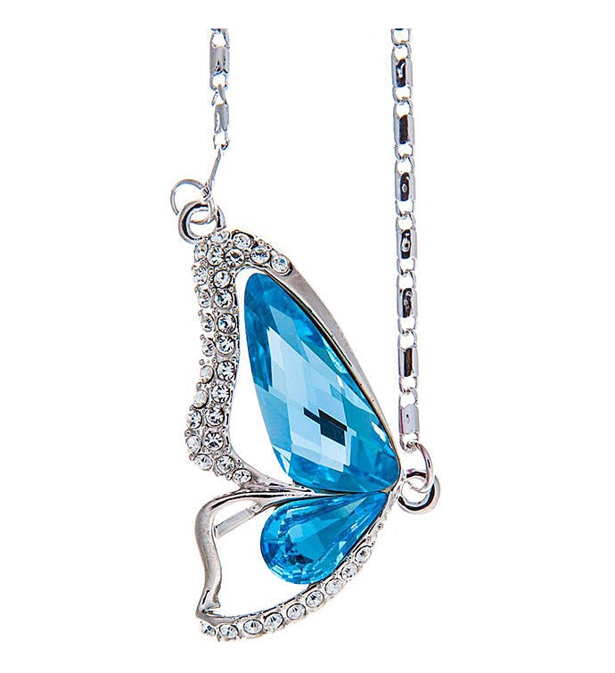 Ocean Blue Butterfly Wing Necklace