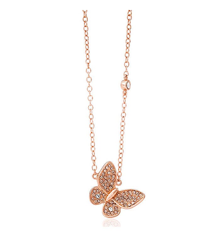 Rose Gold Plated Butterfly Pendant Necklace