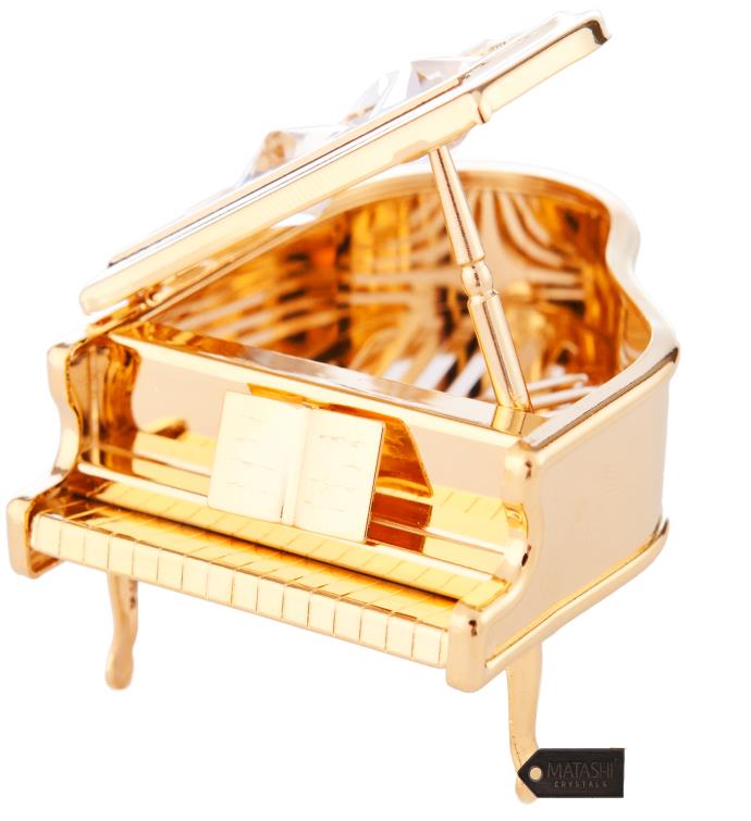 Gold Plated Crystal Studded Grand Piano Ornament