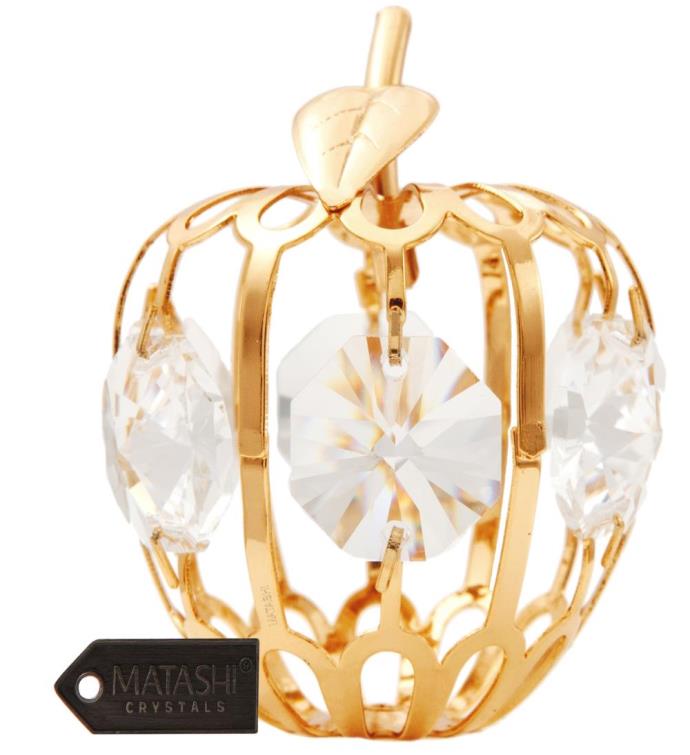 Gold Plated Crystal Mini Apple Ornament
