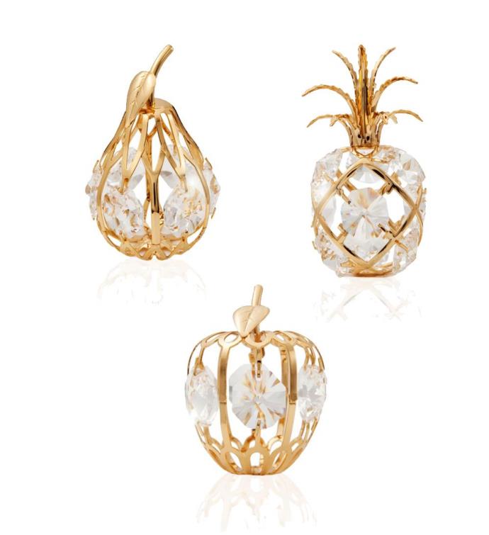 Gold Plated Crystal Mini Fruit Ornaments Kit