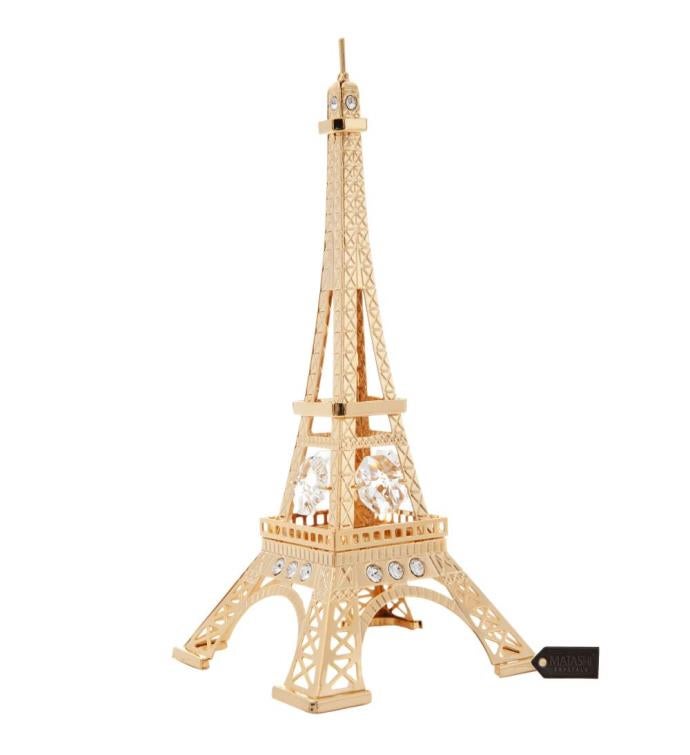Gold Plated Crystal Studded Eiffel Tower Ornament