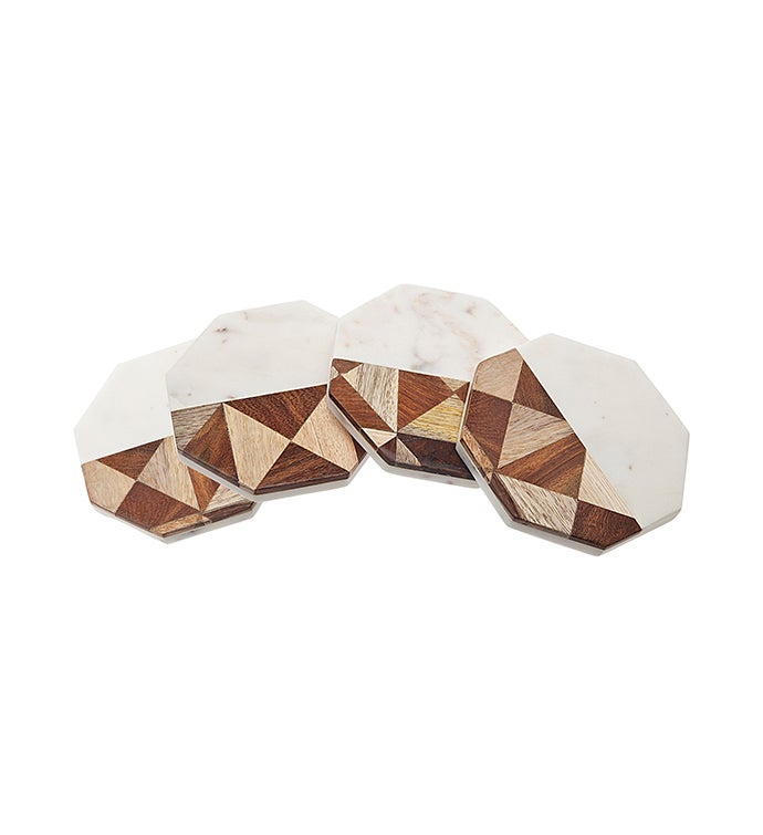 Octagon Marble/Wood Coasters