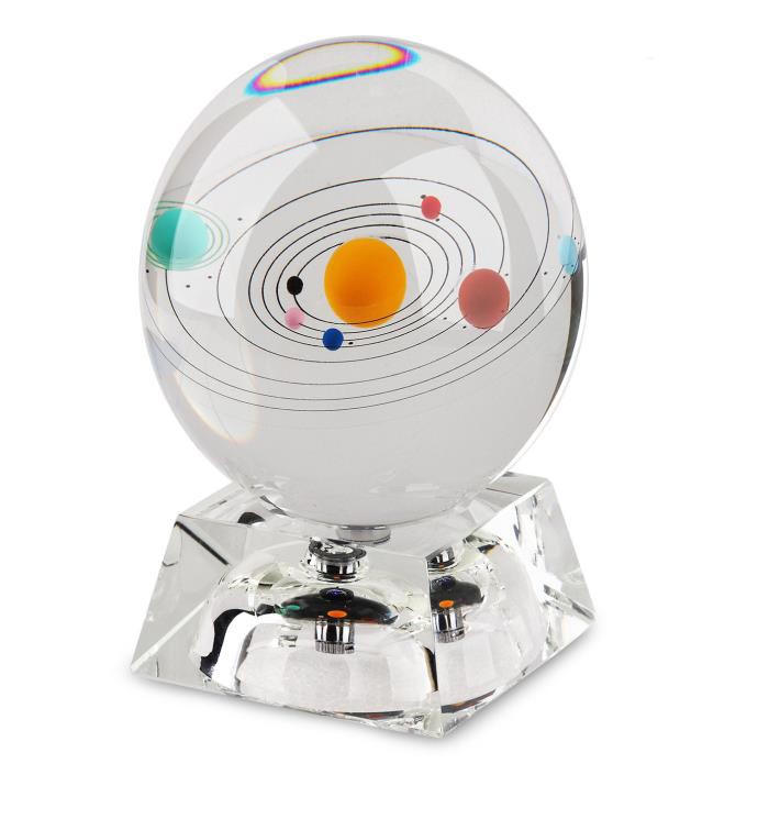 3D Crystal Paperweight with Galaxy Solar System
