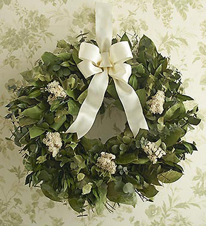 Preserved Dried Eucalyptus and Myrtle Wreath  16"