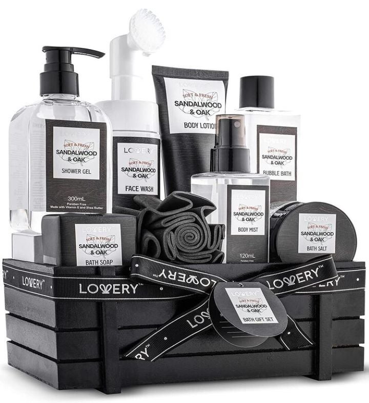 Home Spa Kit For Men, Sandalwood & Oak Bath Set