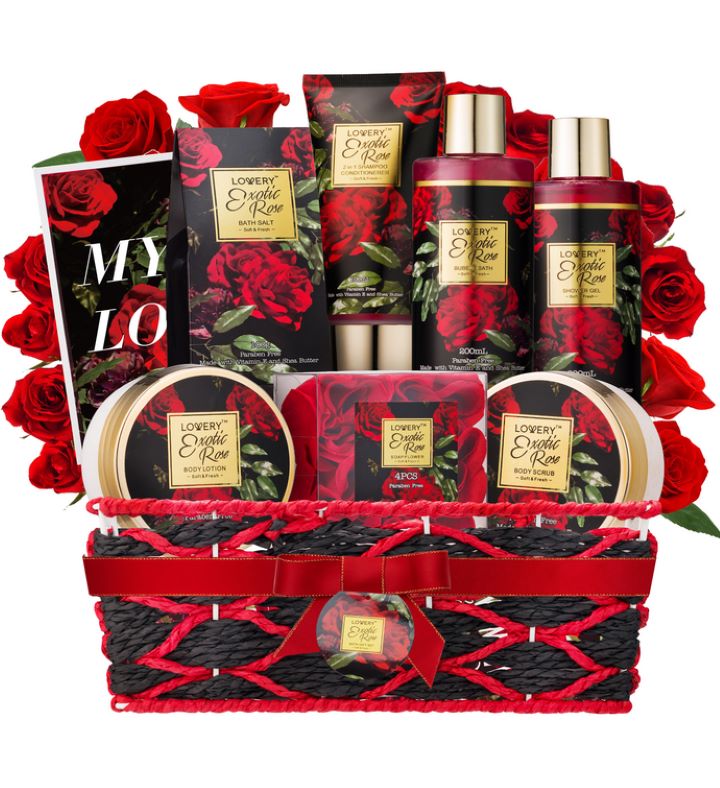 Spa Gift for Women, Exotic Rose Gift Basket