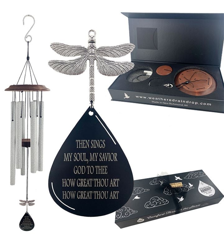 Memorial "How Great Thou Art" Dragonfly Wind Chime