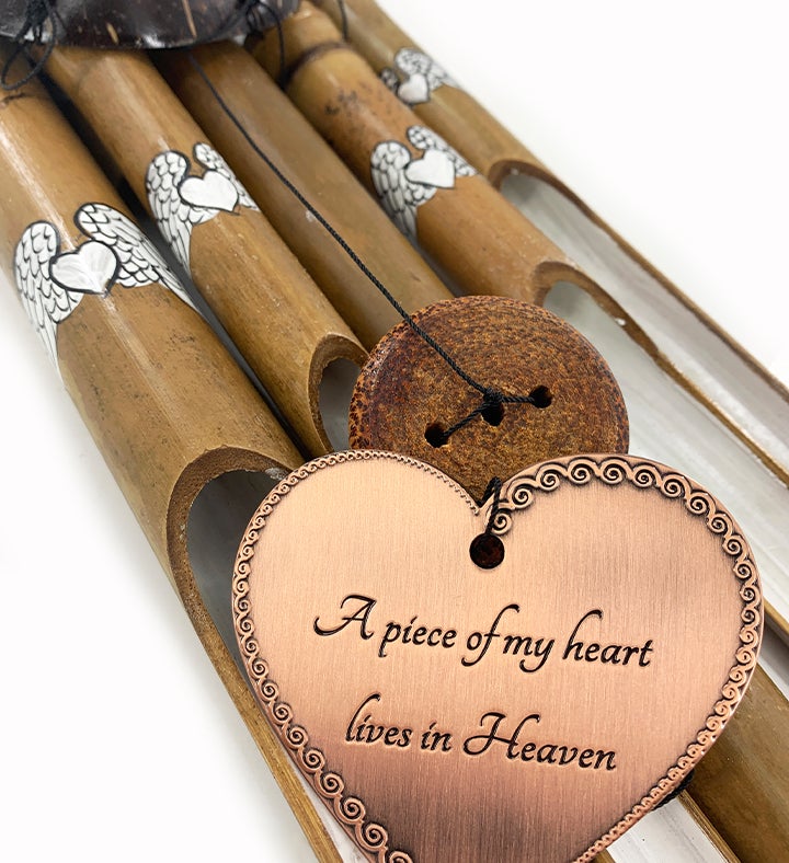 Bamboo Sympathy Heart Wind Chime Gift Set