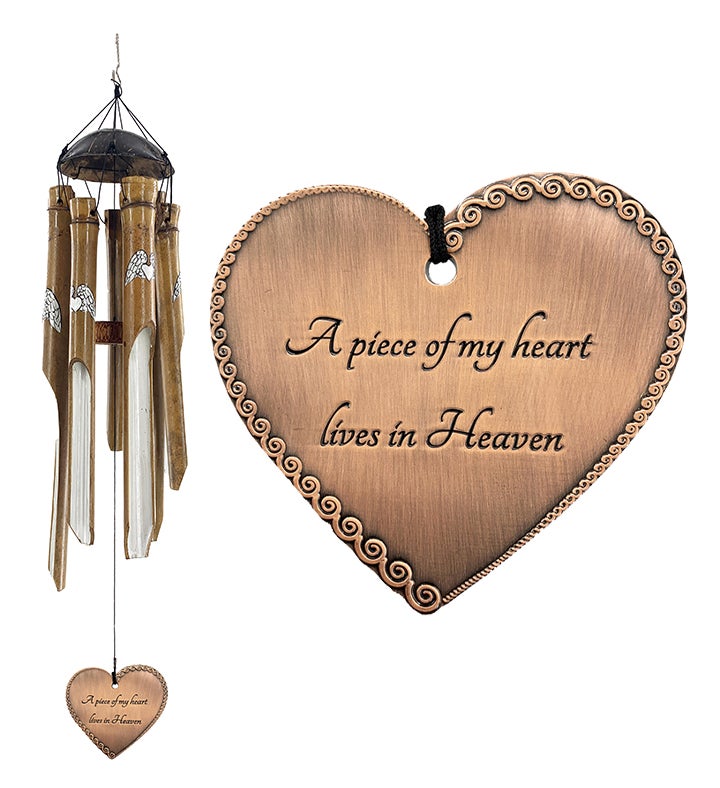 Bamboo Sympathy Heart Wind Chime Gift Set