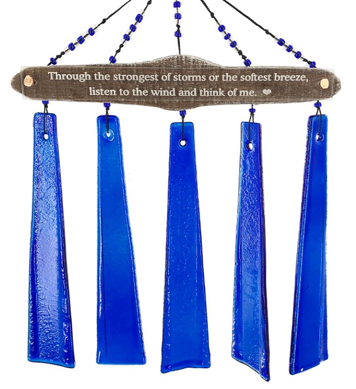 Memorial Sun Catcher Wind Chime in Cobalt Blue