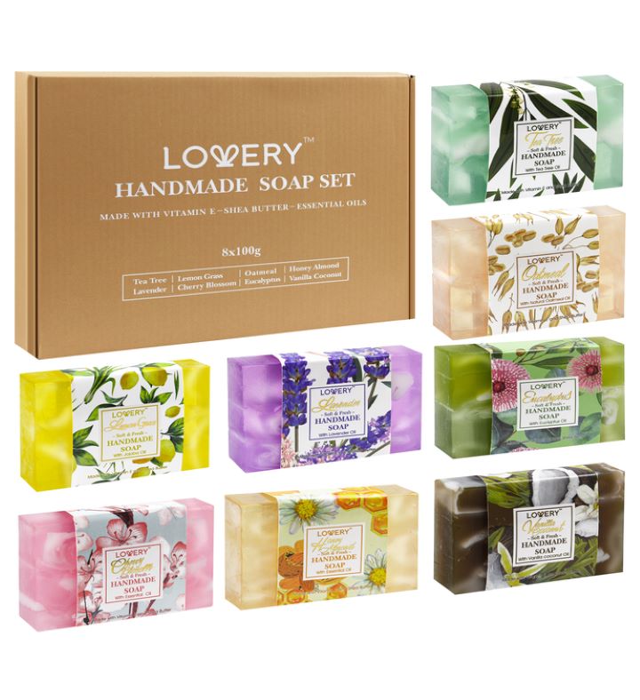 Handmade Soap   8 Piece Luxury Bath Soap Gift Box