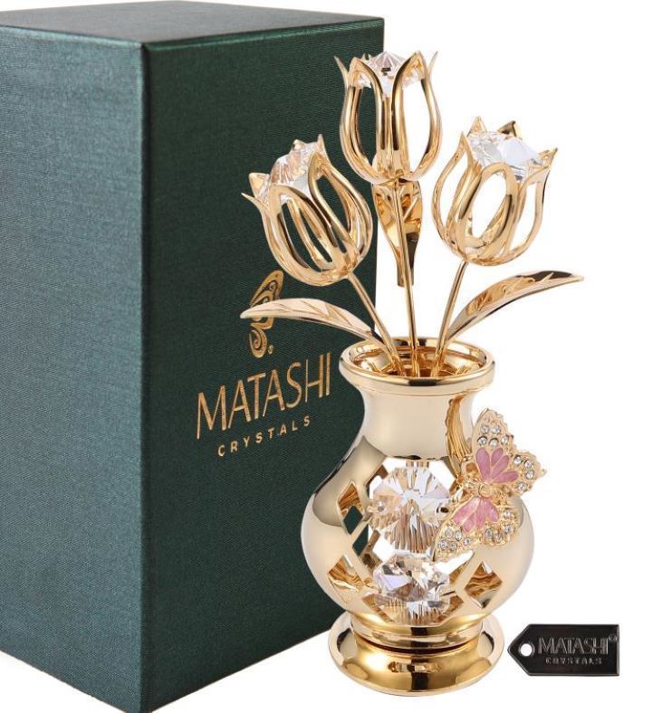 Gold Plated Tulip Bouquet & Vase | 1800Flowers.com