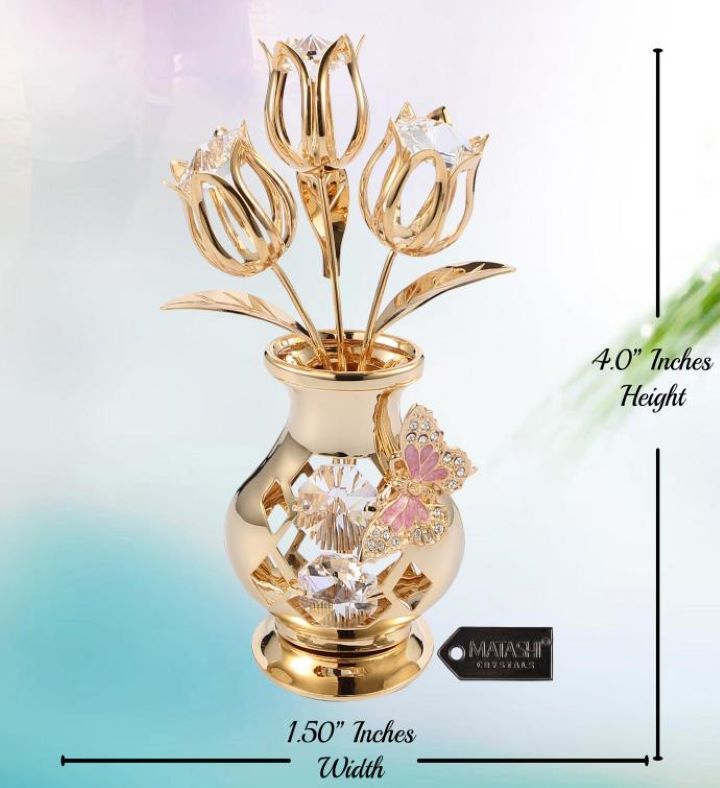 Gold Plated Tulip Bouquet & Vase | 1800Flowers.com