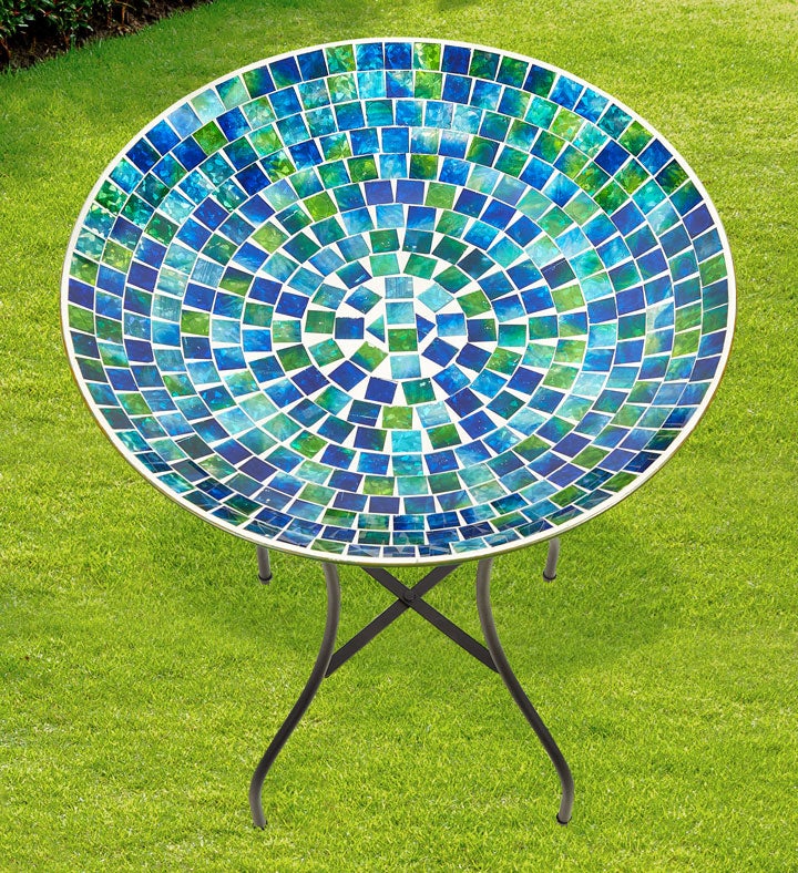 Mosaic Glass Tile Birdbath