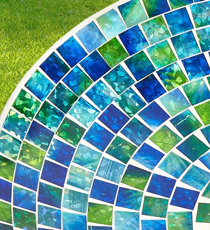 Mosaic Glass Tile Birdbath