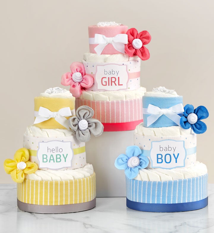Baby Blossom® Diaper Cake   Pink, Blue, or Yellow