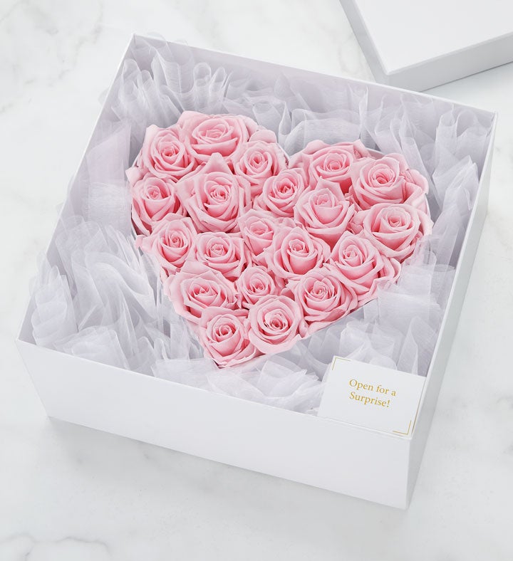 Magnificent Roses® Preserved Pink Heart & Necklace