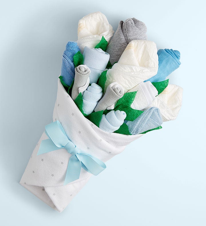 Baby Blossom® Layette Bouquets - Pink, Blue, or Yellow