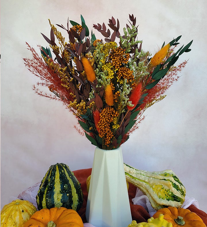 Autumn Jewels Everlasting Bouquet with Vase