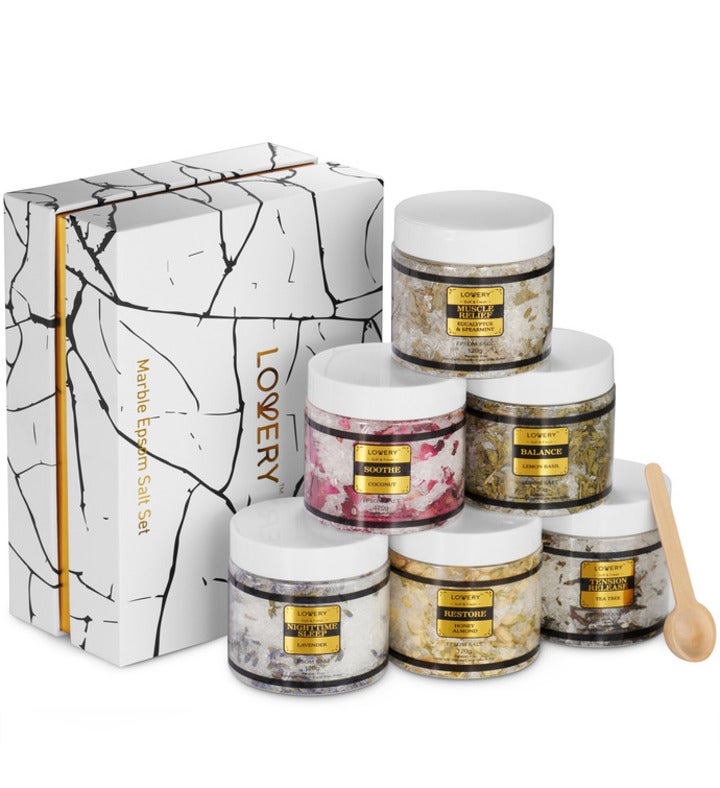 Epsom Salts Gift Set, 6 Scented Spa Bath Soaks