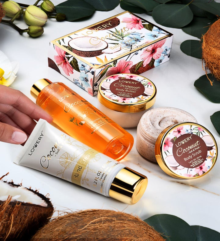 Coconut Bath Gift Set in Cosmetic Bag