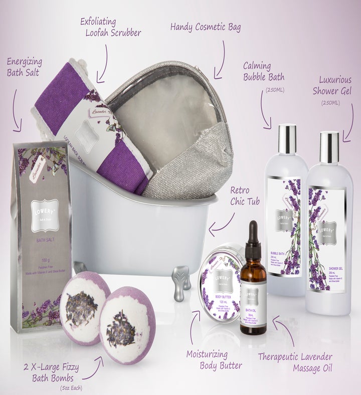 Lavender Jasmine Spa Gift Basket Set, 10 Piece