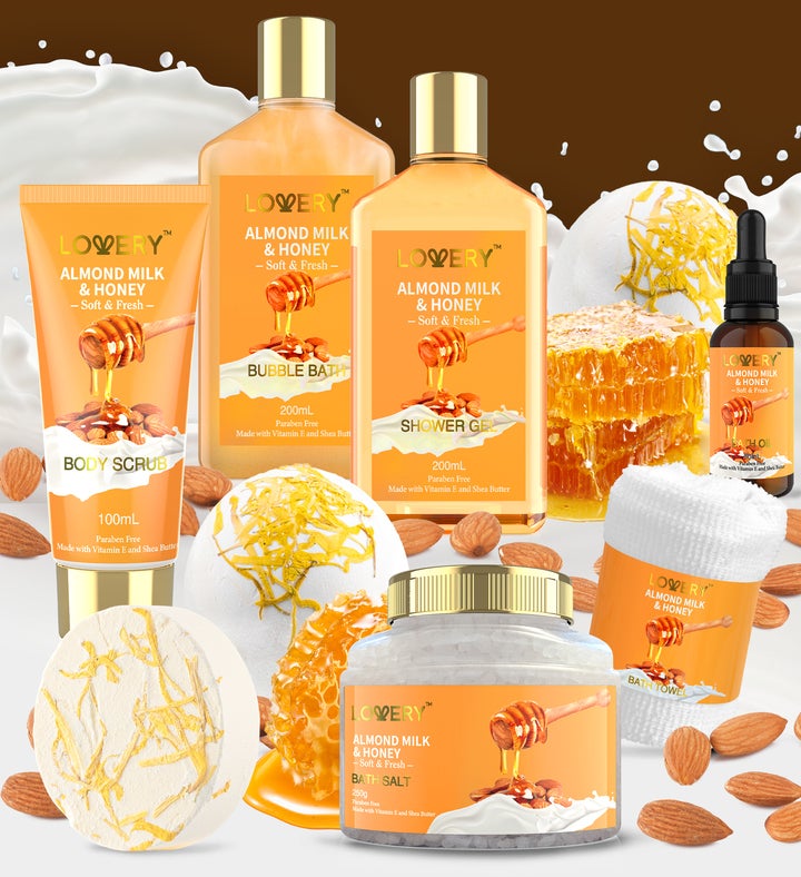 Almond Milk & Honey Home Spa Basket Set, 10 Piece