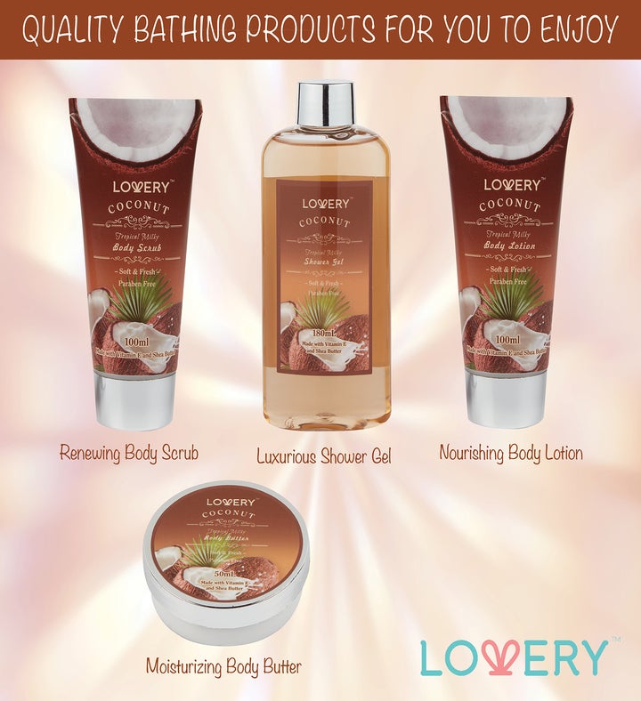 8 Pc Coconut Bath and Body Care Basket
